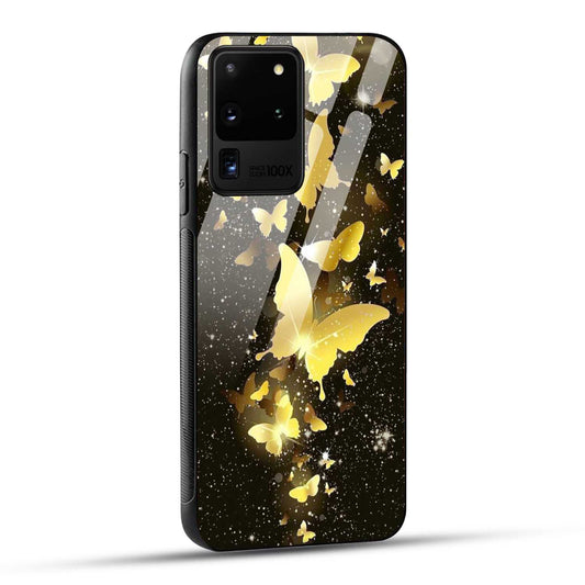 Samsung Galaxy S20 Ultra Back Cover Golden Butterfly Printed Glass Case