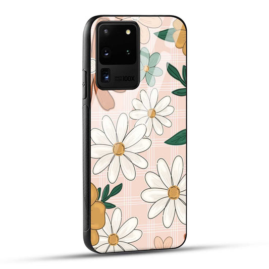 Samsung Galaxy S20 Ultra Back Cover Retro Flower Art Printed Glass Case