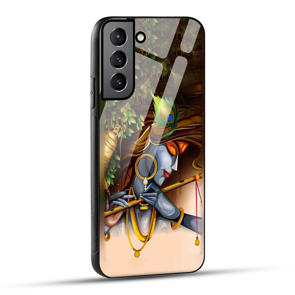 Samsung Galaxy S22 Plus 5G Back Cover Lord Krishna with Flute Printed Glass Case