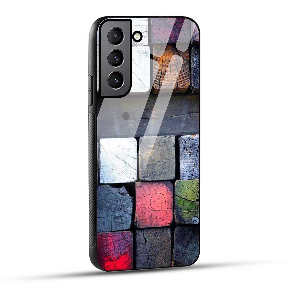 Samsung Galaxy S21 FE 5G Back Cover Wooden Block Glass Case