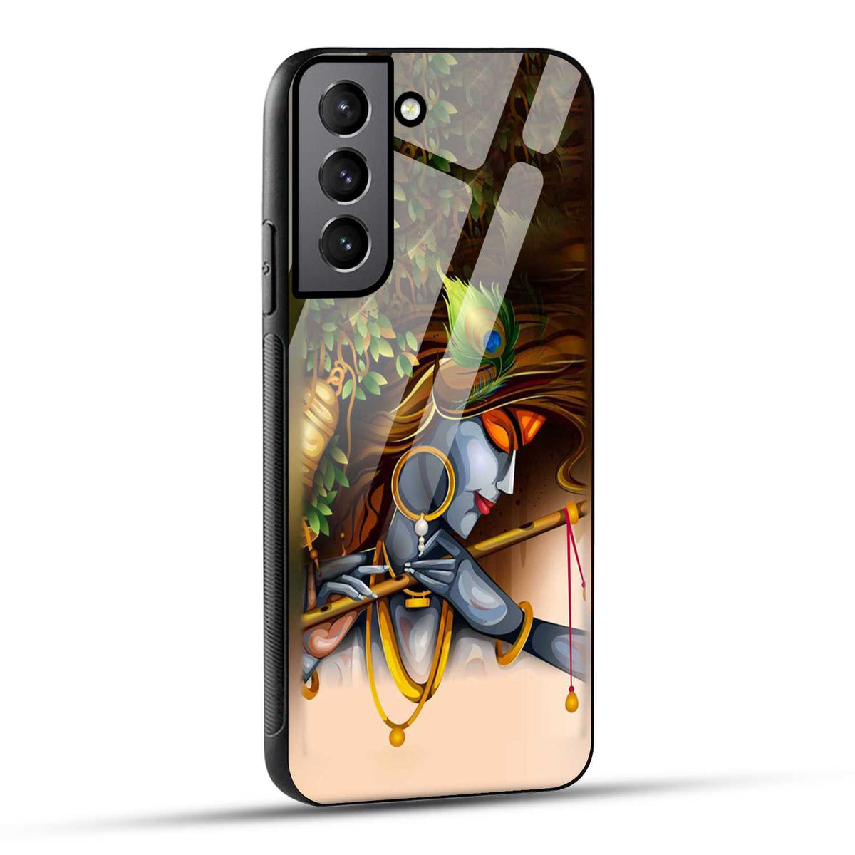 Samsung Galaxy S21 Plus 5G Back Cover Lord Krishna with Flute Printed Glass Case
