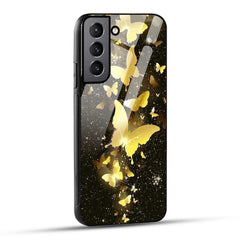 Samsung Galaxy S21 Plus 5G Back Cover Golden Butterfly Printed Glass Case