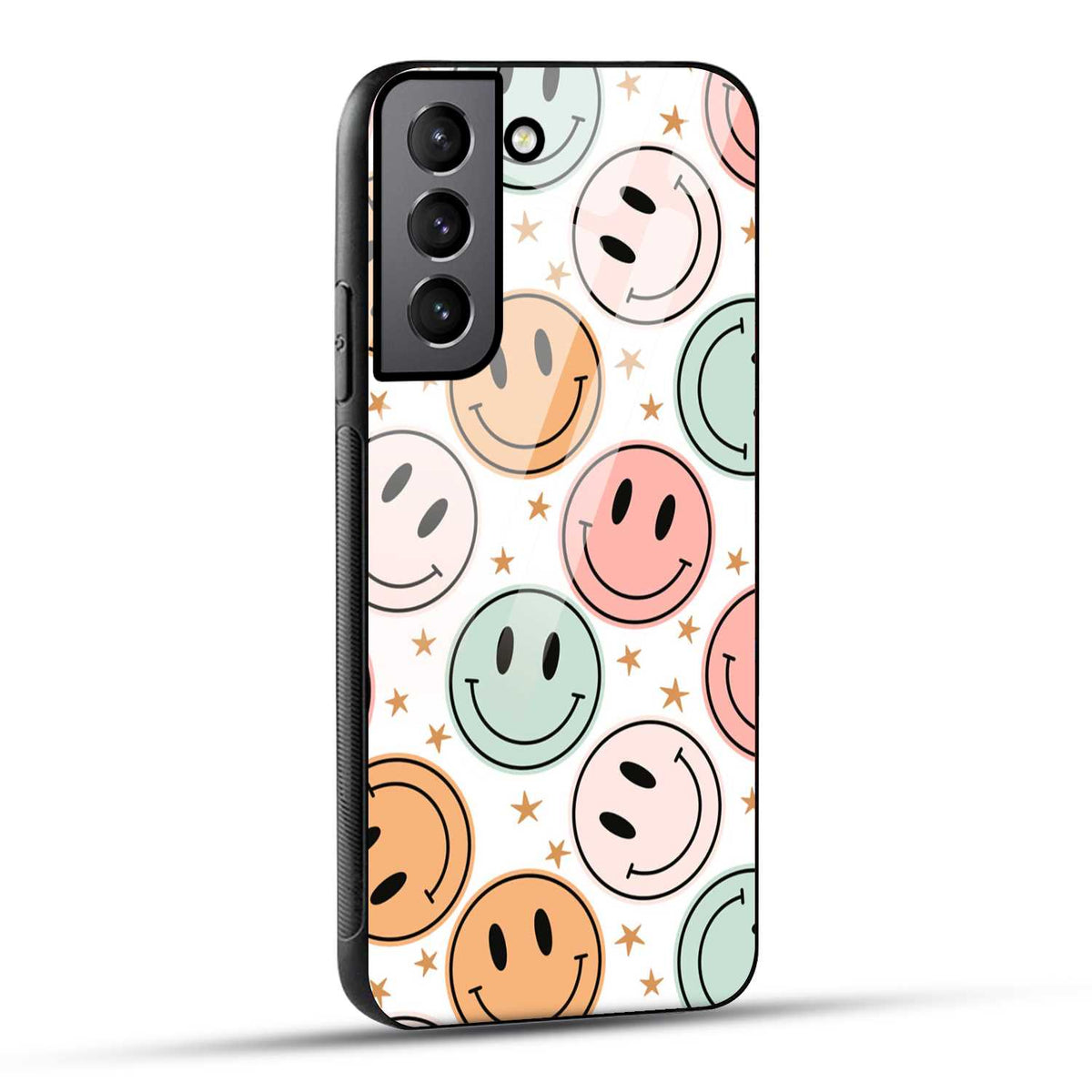 Samsung Galaxy S21 Plus 5G Back Cover Smiling Flowers And Stars Printed Glass Case