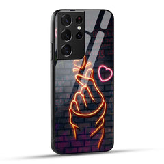 Samsung Galaxy S21 Ultra 5G Back Cover Swag Cute Hearts Printed Glass Case
