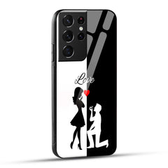 Samsung Galaxy S21 Ultra 5G Back Cover Love Proposal Printed Glass Case