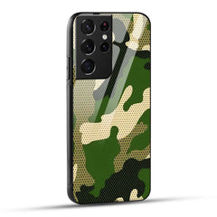 Samsung Galaxy S21 Ultra 5G Back Cover Camouflage Printed Glass Case