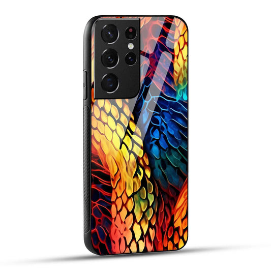 Samsung Galaxy S21 Ultra 5G Back Cover Colorburst Jungle Rainbow Animal Spots Printed Glass Case