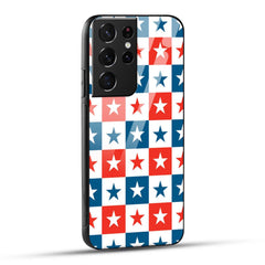 Samsung Galaxy S21 Ultra 5G Back Cover Blue And Red Star Print Printed Glass Case