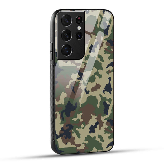 Samsung Galaxy S21 Ultra 5G Back Cover Army Pattern Printed Glass Case
