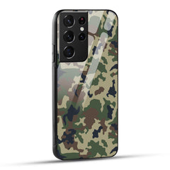 Samsung Galaxy S21 Ultra 5G Back Cover Army Pattern Printed Glass Case
