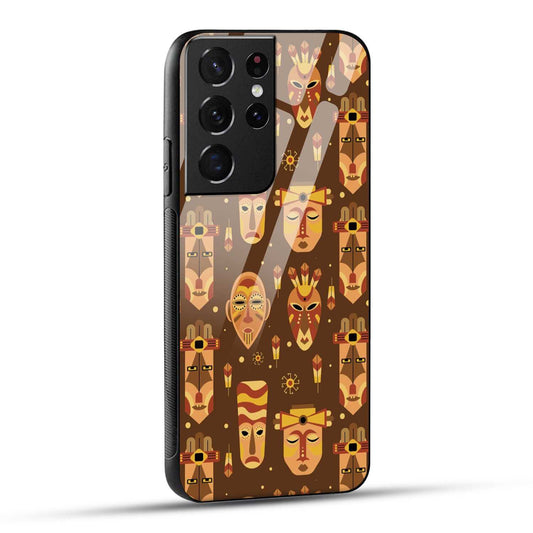Samsung Galaxy S21 Ultra 5G Back Cover Tribal African Mask Printed Glass Case