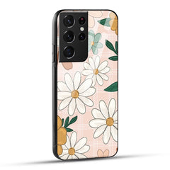Samsung Galaxy S21 Ultra 5G Back Cover Retro Flower Art Printed Glass Case