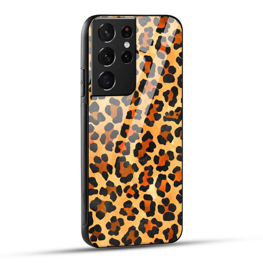 Samsung Galaxy S21 Ultra 5G Back Cover Leopard Pattern Printed Glass Case