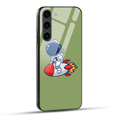 Samsung Galaxy S23 Plus 5G Back Cover Green Astronaut Illustrated Printed Glass Case