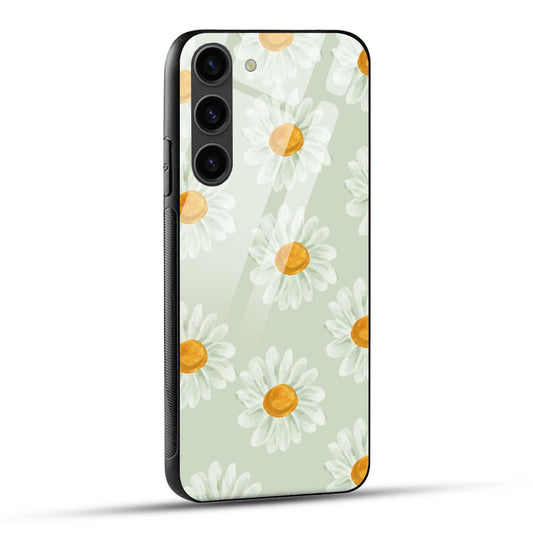Samsung Galaxy S23 Plus 5G Back Cover Green Geometric Daisy Printed Glass Case