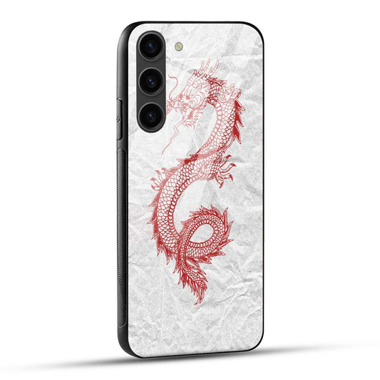Samsung Galaxy S23 Plus 5G Back Cover Red Dragon Printed Glass Case