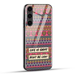 Samsung Galaxy S23 5G Back Cover Patterned Motivational Quote Printed Glass Case