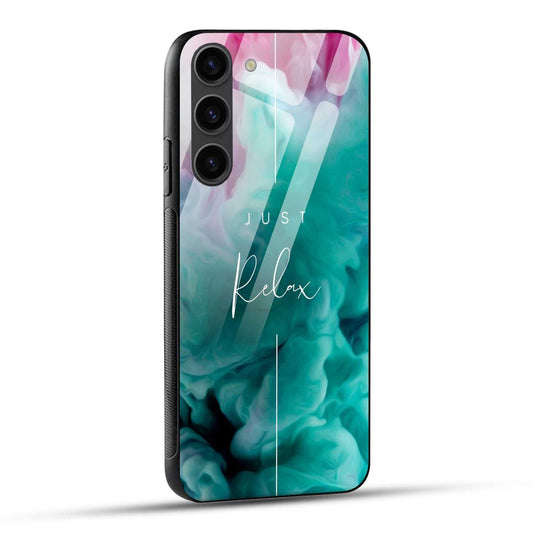 Samsung Galaxy S23 Plus 5G Back Cover Abstract Water Ink Just Relax Printed Glass Case