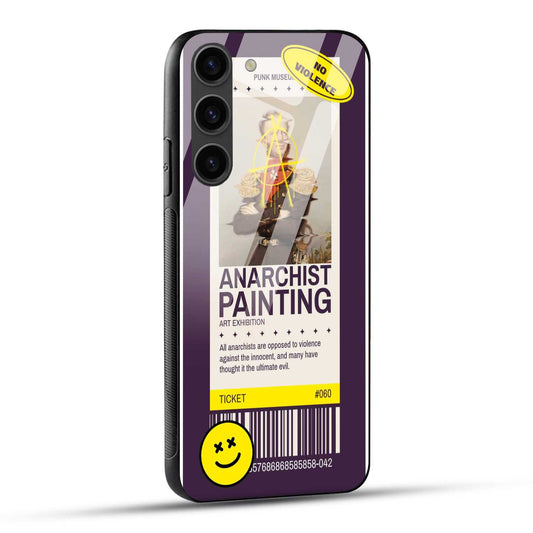 Samsung Galaxy S23 5G Back Cover Classical Painting With An Anarchy Symbol Printed Glass Case