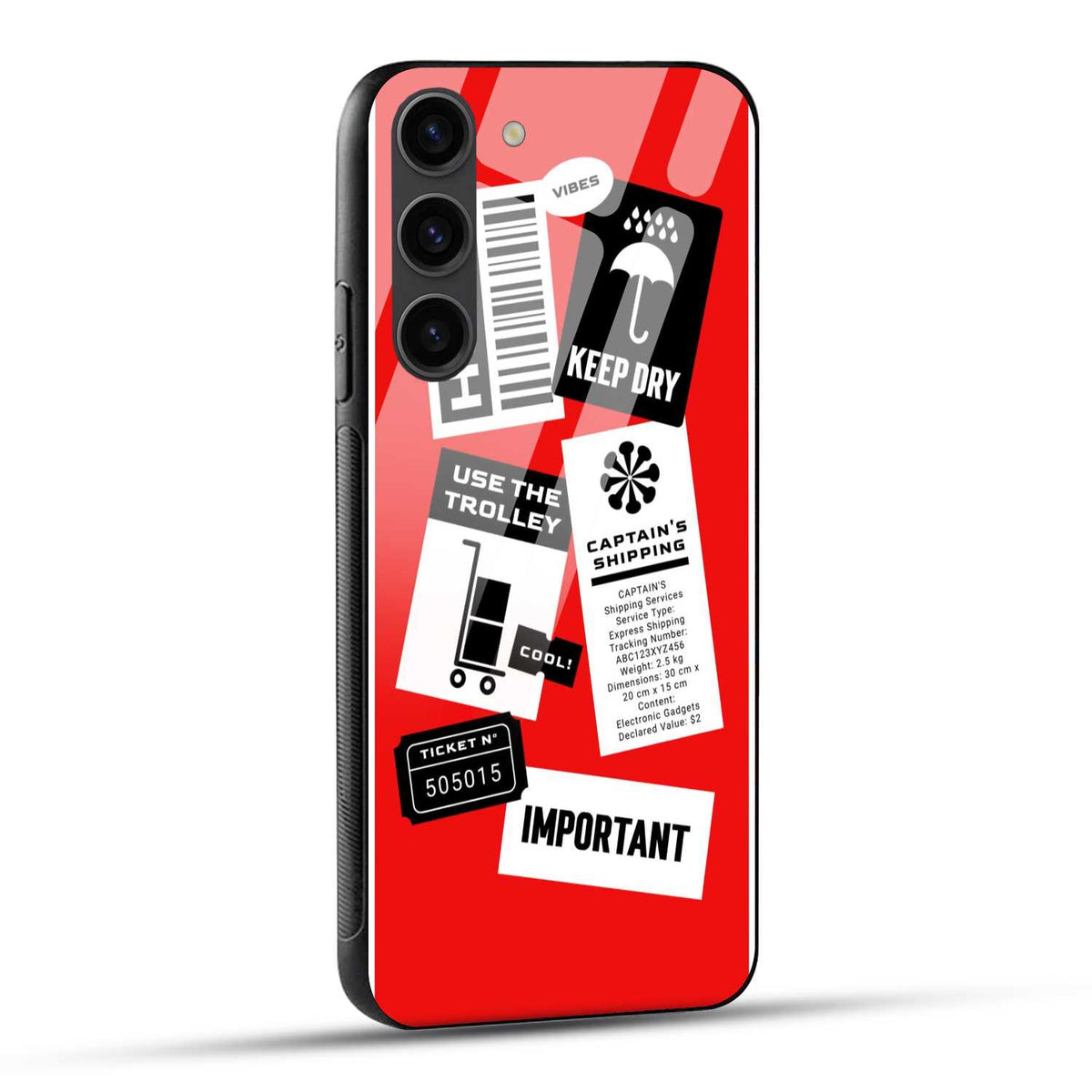 Samsung Galaxy S23 5G Back Cover Shipping Symbols Printed Glass Case