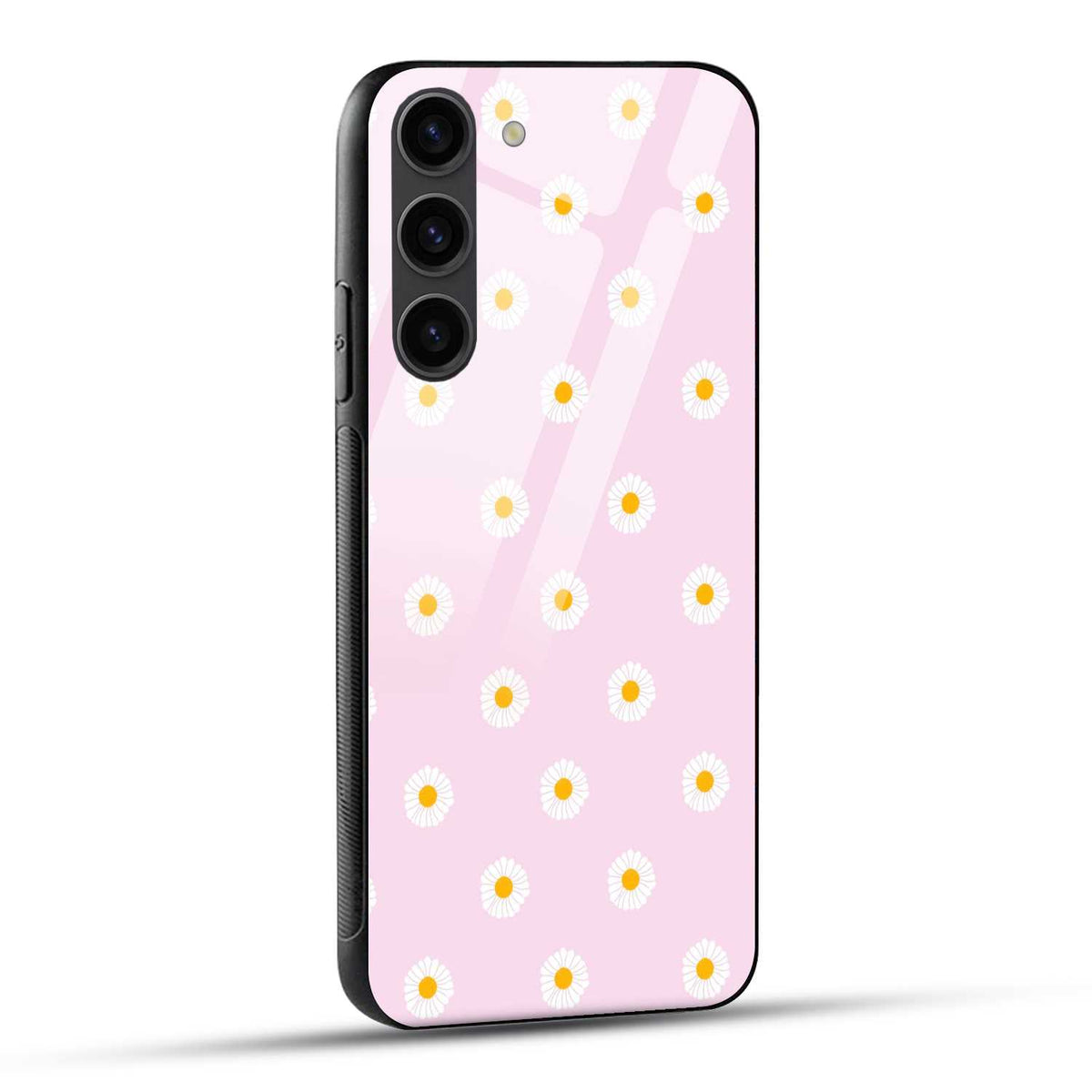 Samsung Galaxy S23 5G Back Cover Pink White Cute Girly Elegant Summer Floral Daisy Printed Glass Case