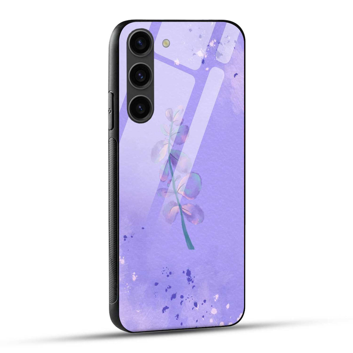 Samsung Galaxy S23 5G Back Cover Purple Pastel Floral Printed Glass Case