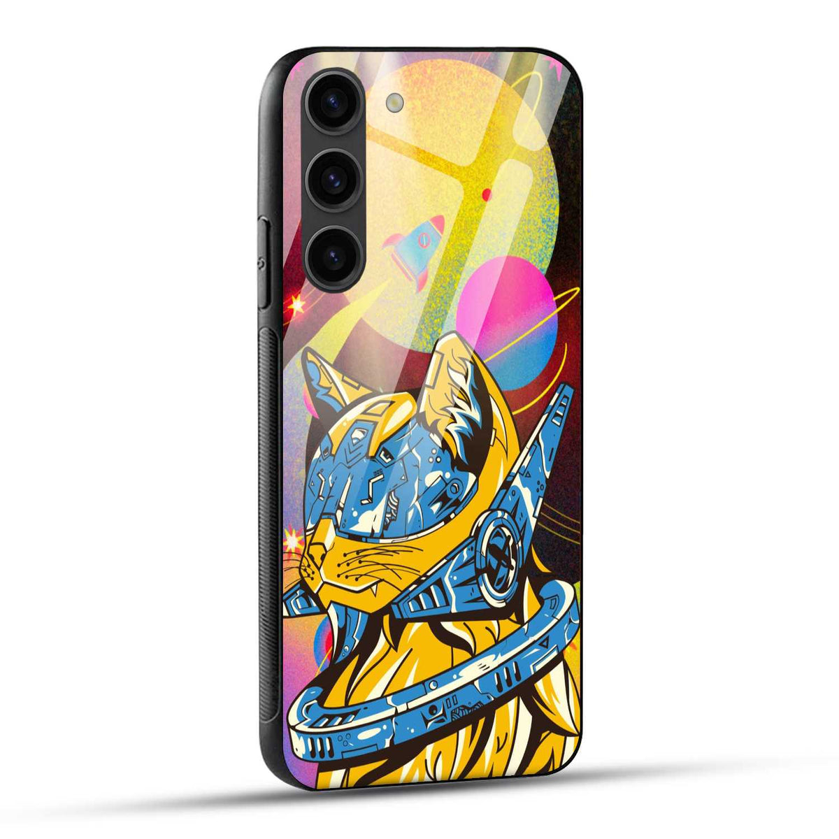 Samsung Galaxy S23 5G Back Cover Cat Illustration Printed Glass Case