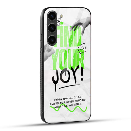 Samsung Galaxy S23 5G Back Cover White Green Grunge Find Your Joy Printed Glass Case