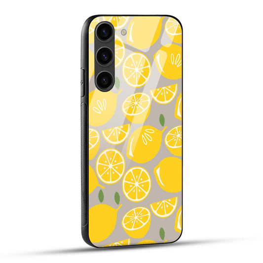 Samsung Galaxy S23 5G Back Cover Yellow Modern Lemon Printed Glass Case