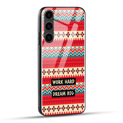 Samsung Galaxy S23 5G Back Cover Modern Patterns And A Work Hard Quote Printed Glass Case