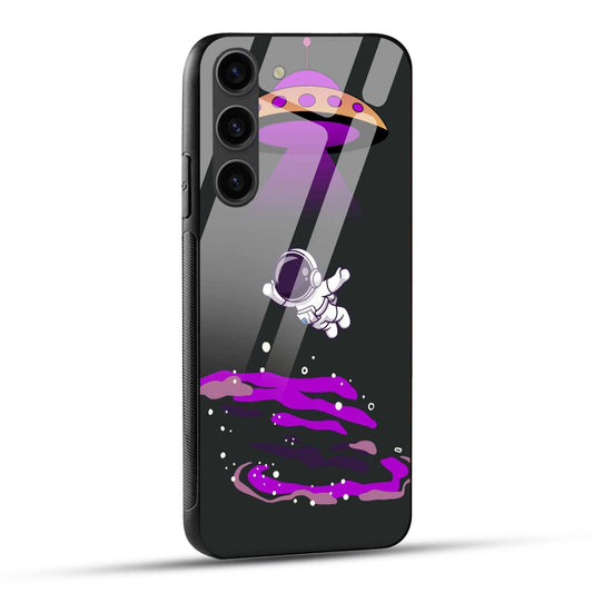 Samsung Galaxy S23 5G Back Cover Black And Purple Modern Space Printed Glass Case