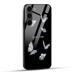 Samsung Galaxy S23 5G Back Cover Black Delicate Phrase Printed Glass Case