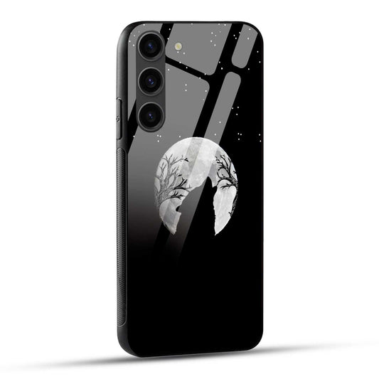 Samsung Galaxy S23 5G Back Cover Black Modern Wolf Printed Glass Case