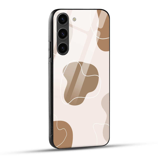 Samsung Galaxy S23 5G Back Cover Brown Beige Blob Shape Printed Glass Case