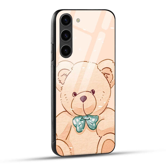 Samsung Galaxy S23 5G Back Cover Brown Illustrated Teddy Bear Printed Glass Case