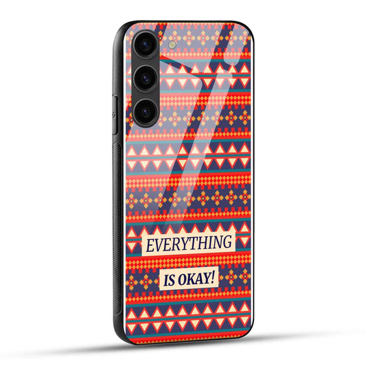 Samsung Galaxy S23 5G Back Cover Colorful Cute Patterns And A Positivity Quote Printed Glass Case