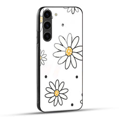 Samsung Galaxy S23 5G Back Cover Simple Floral Design Printed Glass Case