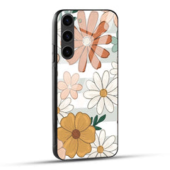Samsung Galaxy S23 5G Back Cover Retro Flower Doodle Printed Glass Case
