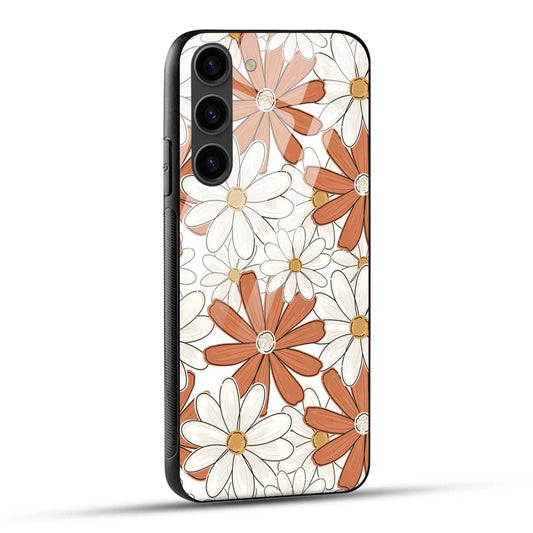 Samsung Galaxy S23 5G Back Cover Retro Flower Doodle Art Printed Glass Case