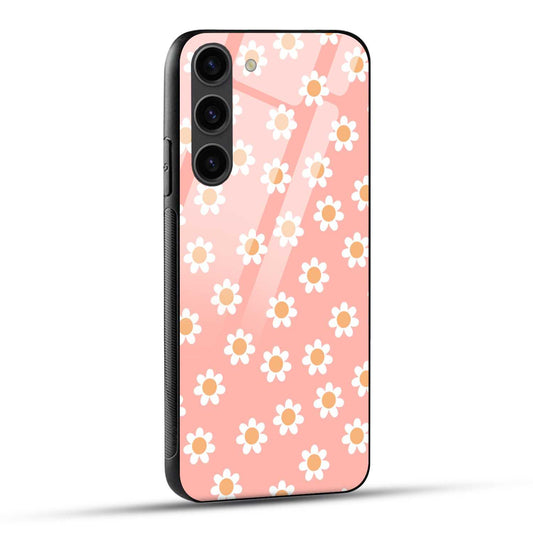 Samsung Galaxy S23 Plus 5G Back Cover Flower In Pink Background Printed Glass Case