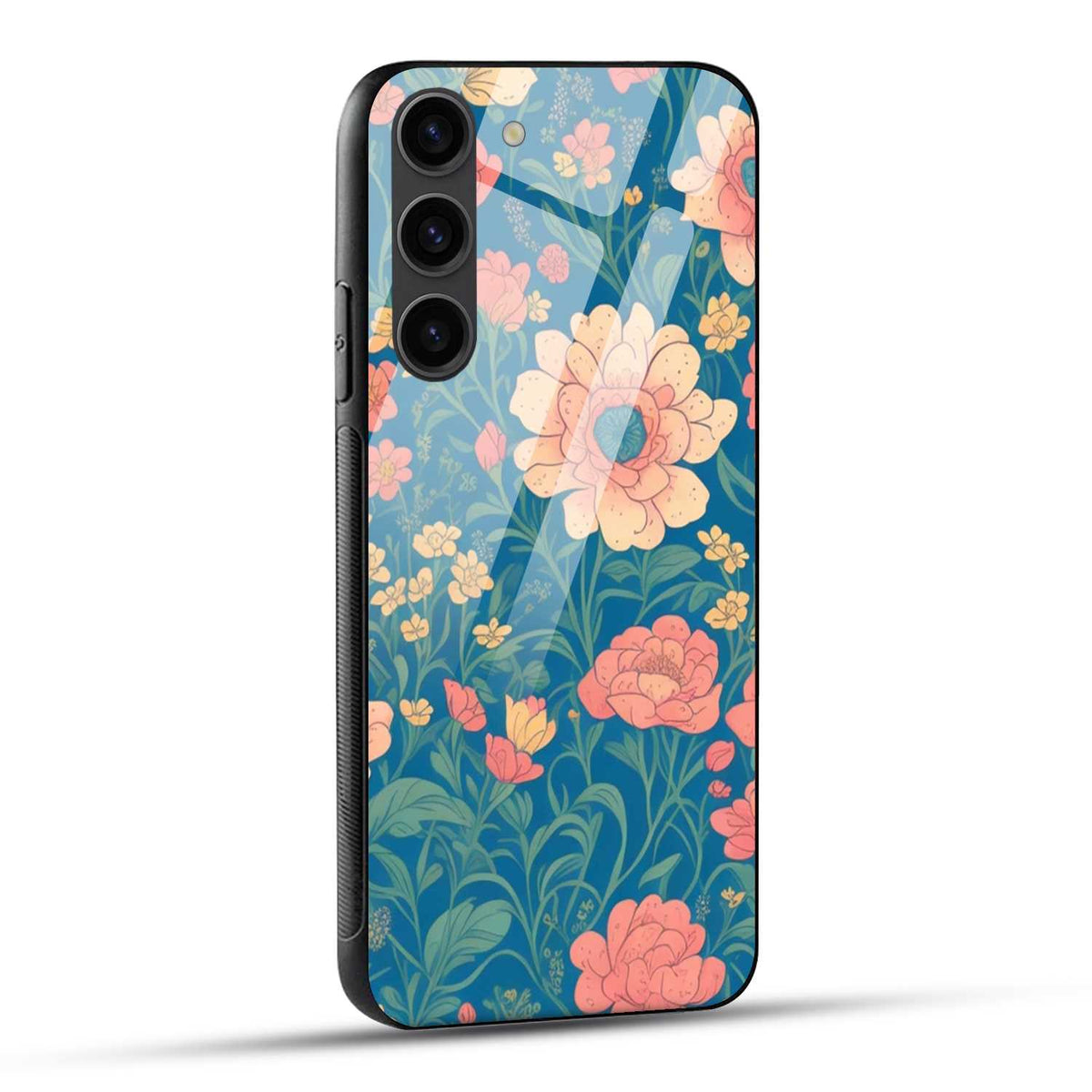 Samsung Galaxy S23 Plus 5G Back Cover Retro Flowers Art Printed Glass Case