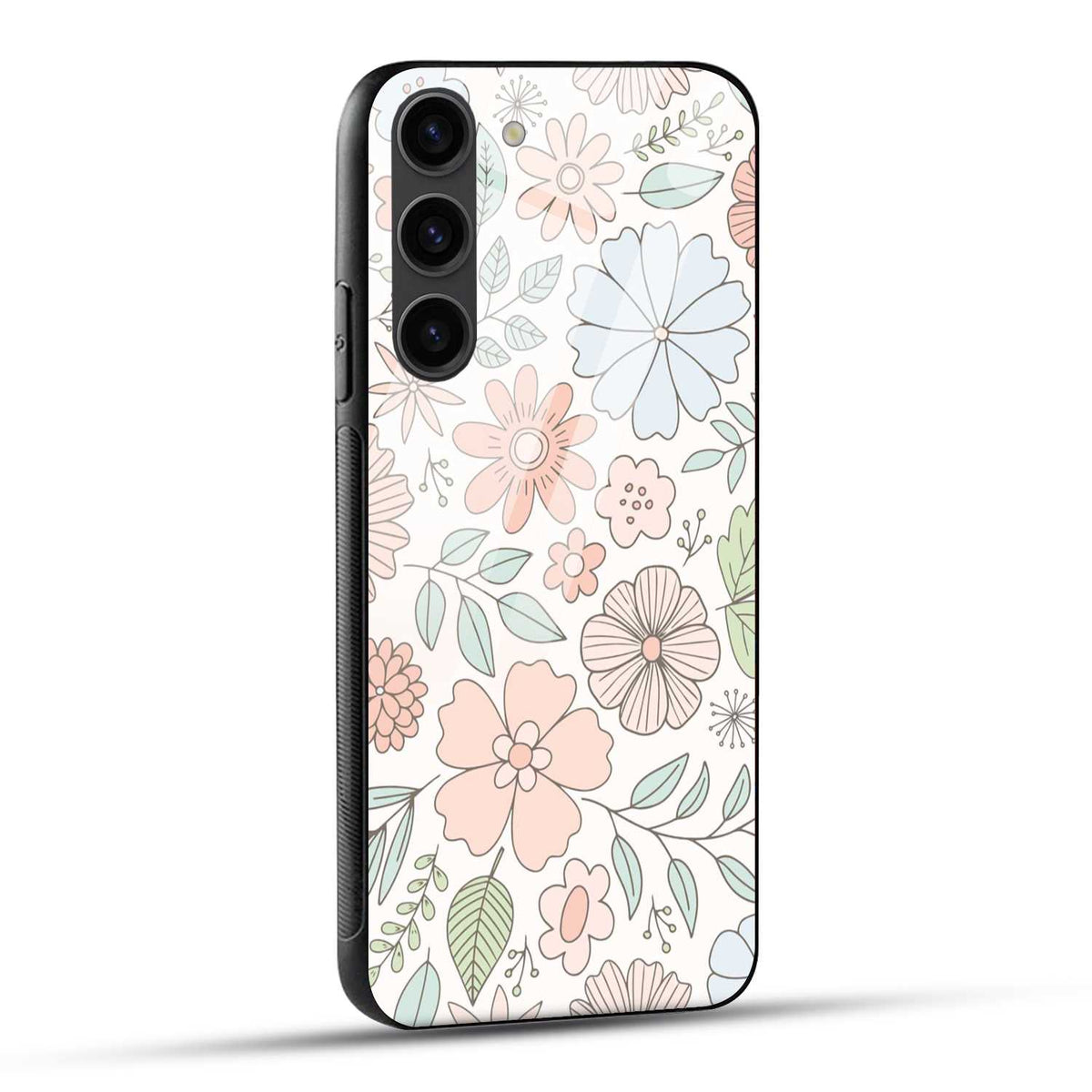 Samsung Galaxy S23 Plus 5G Back Cover Retro White Floral Printed Glass Case