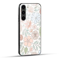 Samsung Galaxy S23 5G Back Cover Retro White Floral Printed Glass Case