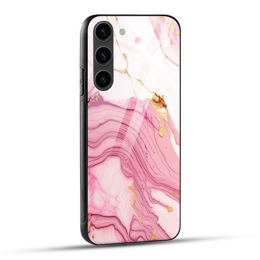 Samsung Galaxy S23 Plus 5G Back Cover Pink White Marble Printed Glass Case