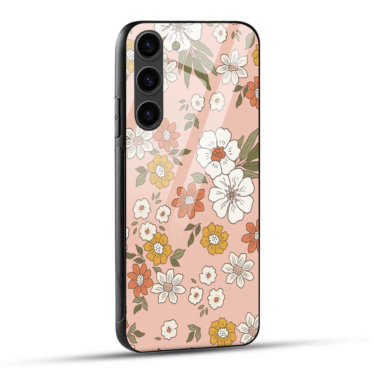 Samsung Galaxy S23 Plus 5G Back Cover Retro Pattern Flower Art Printed Glass Case