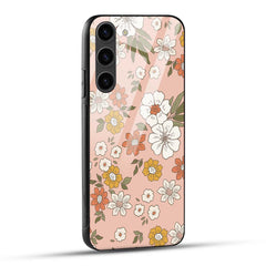 Samsung Galaxy S23 5G Back Cover Retro Pattern Flower Art Printed Glass Case