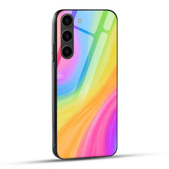 Samsung Galaxy S23 5G Back Cover Rainbow Texture Printed Glass Case