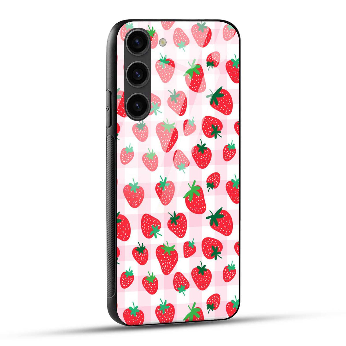 Samsung Galaxy S23 Plus 5G Back Cover Doodle Of Strawberries Printed Glass Case