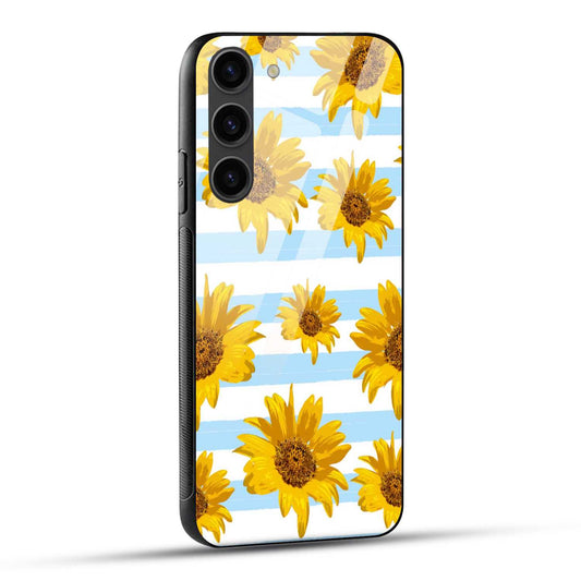 Samsung Galaxy S23 5G Back Cover Beautiful Sunflower Doodle Printed Glass Case