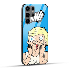 Samsung Galaxy S24 Ultra 5G Back Cover Blue Illustrated Shocked Man Printed Glass Case
